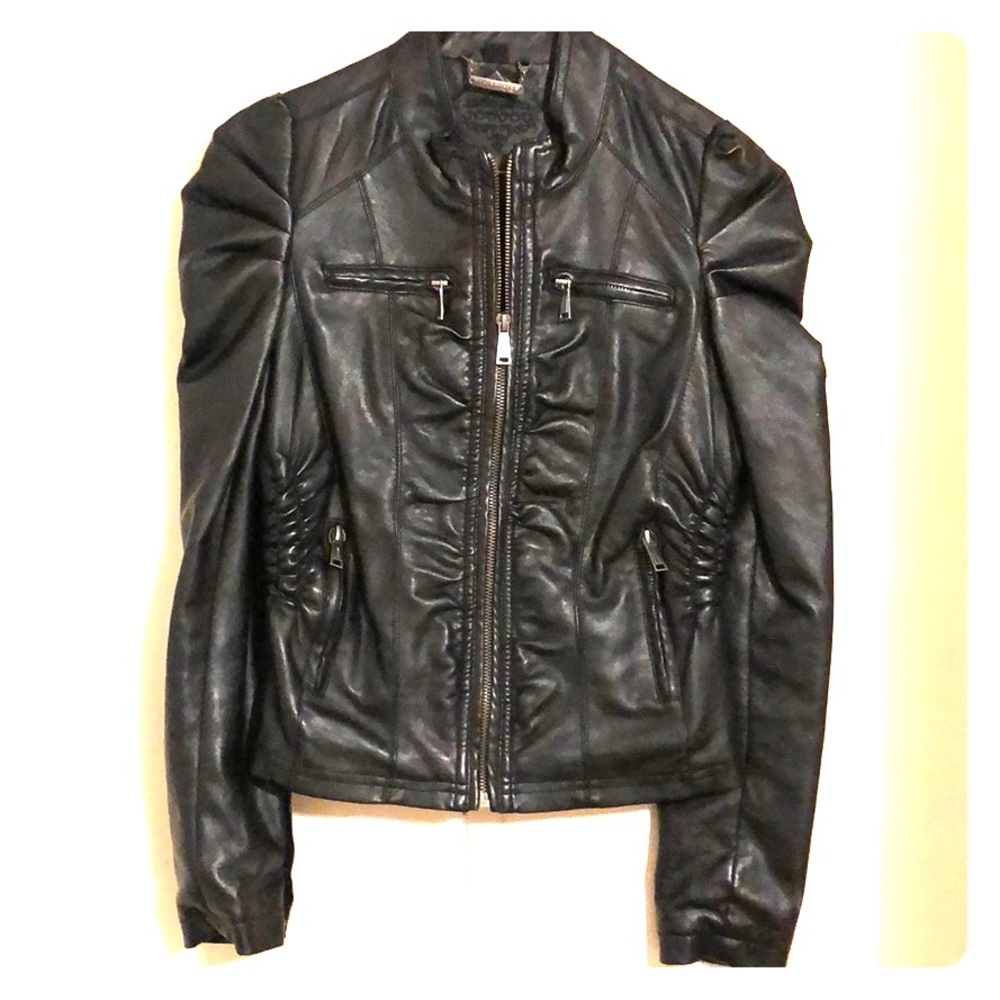 Black leather girl jacket